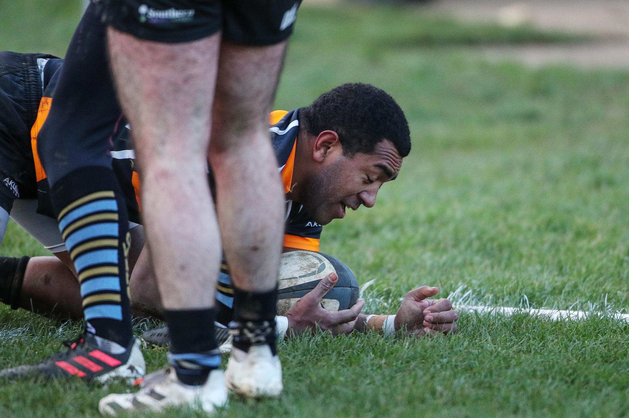 Portsmouth's Rusiate Rokilibau gets a try. Picture: Stuart Martin (220421-7042)