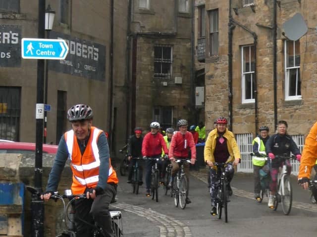 Those taking part in Cupar's Big Wee Cycle event braved the weather.
