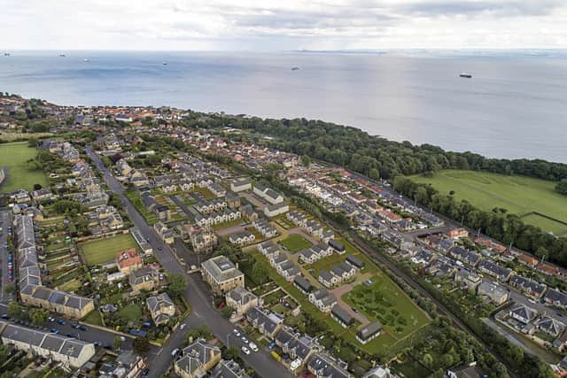 An overview of the new housing development on the site of the former Viewforth High School, Kirkcaldy, which was destroyed by fire after closing.