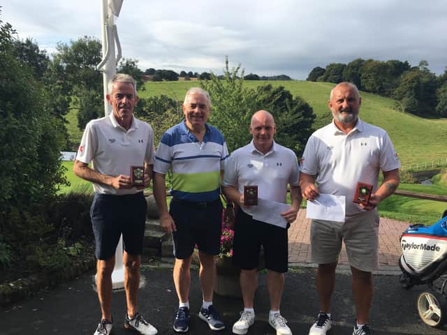 Who will follow last year’s winners, SIIS, a specialist ironmongery and industrial suppliers? Pictured, from left, are Aly Wood, Dave Foster (event organiser), John Scott and Derek Walker.