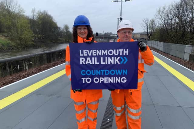Wendy Chamberlain MP with Network Rail's Joe Mulvenna at the new Leven station (Pic: Network Rail)