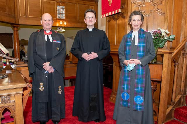 From left: Rev Dr David Coulter, clerk to Fife Presbytery, Rev Dr Conor Fegan,  and Rev Jane Barron, Moderator of Fife Presbytery. (Pic:  Ken Wilkie)