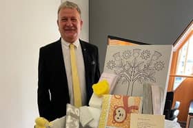 David Torrance MSP with a Baby Box.
