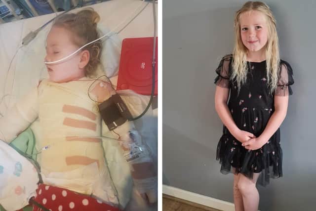 Courtney Abrahams, now seven, spent years battling back to full health