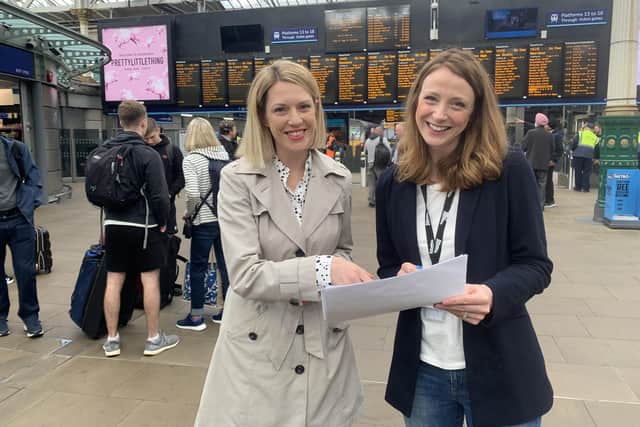 Jenny Gilruth and Laura Mayne from Network Rail announce electrification of Fife lines