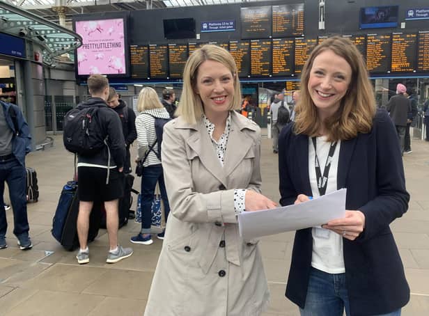 Jenny Gilruth and Laura Mayne from Network Rail announce electrification of Fife lines