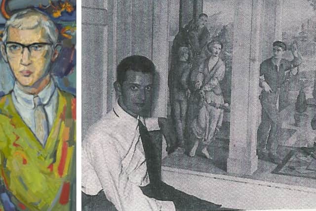 A self portrait of the artist, and the mural he created at his home in Cardenden (Pics: Submitted)