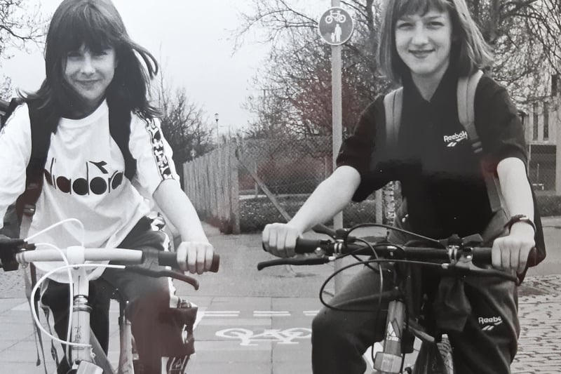 Two youngsters from the Glenrothes area were featured in the Glenrothes Gazette in 1998 riding their bikes. The caption names them as Alanna Murray (left) and Kerry Armstrong.