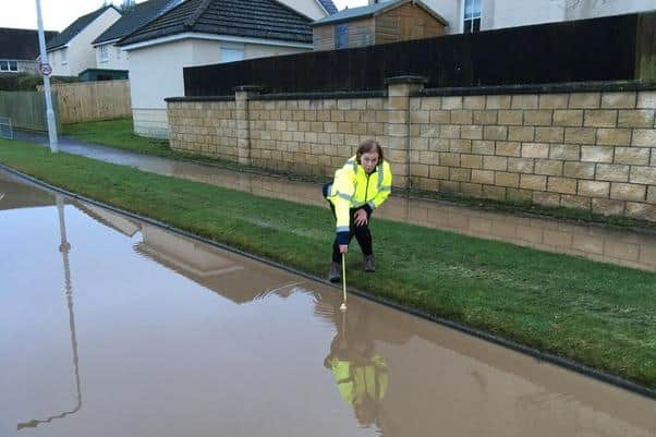 Cllr Jane-Ann Liston at the scene of the flooding