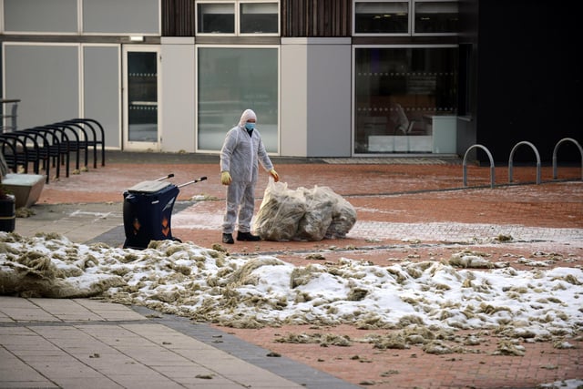 Storm Arwen aftermath at Sunderland University St Peter's Campus.