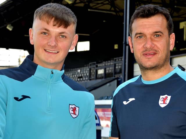 Kyle Connell with Raith Rovers manager Ian Murray (picture by Tony Fimister)