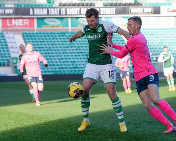 Raith's Liam Dick battles with Chris Cadden of Hibs (Pics by Ross Parker/SNS Group)