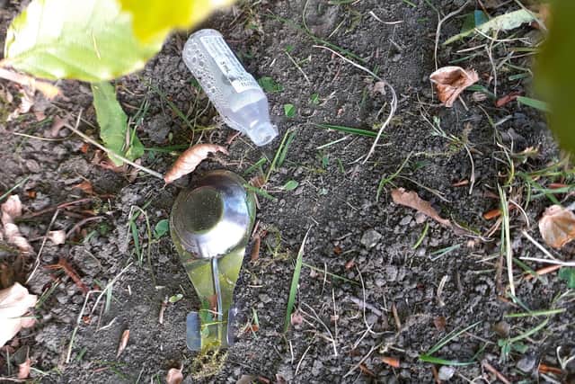 Hayfield Community Centre: A methadone bottle and a spoon used to 'cook up' heroin.