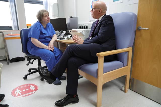First Minister John Swinney opened the new GP walk-in service at Randolph Wemyss Memorial Hospital in Leven, (Pic: Steve Welsh/PA)