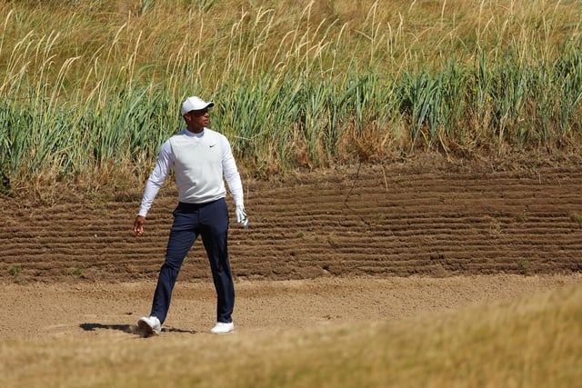 Tiger Woods of the United States looks on on the 14th hole during Day Two of The 150th Open at St Andrews Old Course on July 15, 2022 in St Andrews, Scotland. (Photo by Kevin C. Cox/Getty Images)