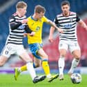 Raith Rovers' Scott McGill and Queen's Park's Stuart McKinstry vying for the ball on Saturday at Glasgow's Hampden Park (Photo by Sammy Turner/SNS Group)