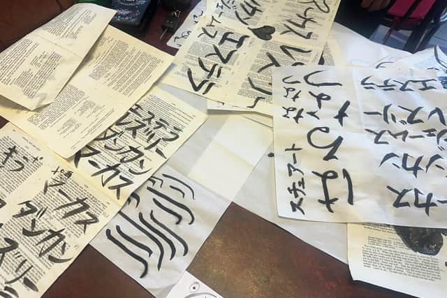 Participants were treated to a live video link with a real calligraphist in Japan (Pic: OnFife)