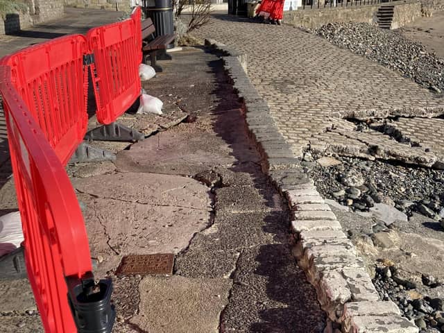 The damage to the slipway at Kinghorn beach three months after the storm (Pic: Submitted)