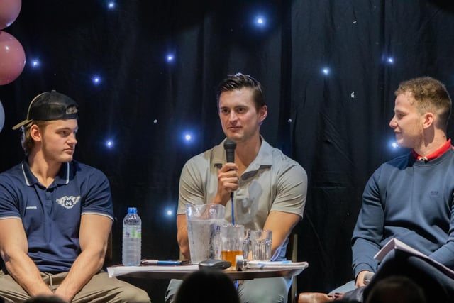 A trio of defencemen on stage - Fynn Page, Brayden Sherbinin and Reece Cochrane spoke about their careers in the sport.