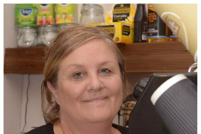 Laura Davidson owns The Hug A Mug Coffee Shop and Eatery in  Rosslyn Street, Kirkcaldy. Pic: George McLuskie.