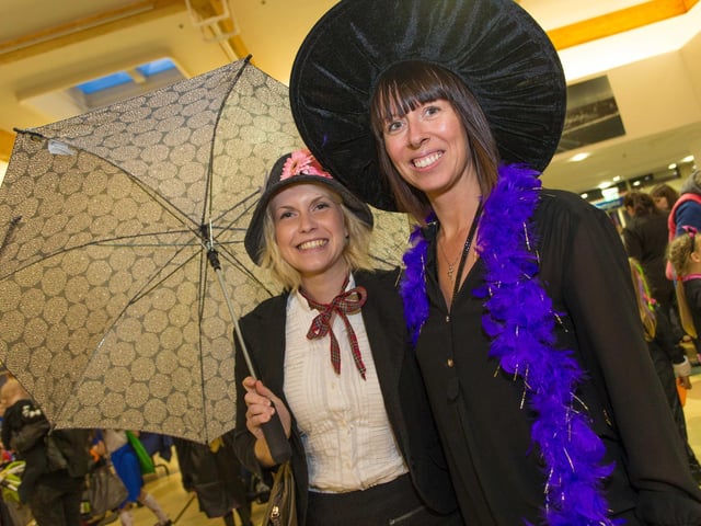 Olivia Mcaulay and Dot Smith (Fife Council) at the Kingdom Centre's Halloween parade 2014