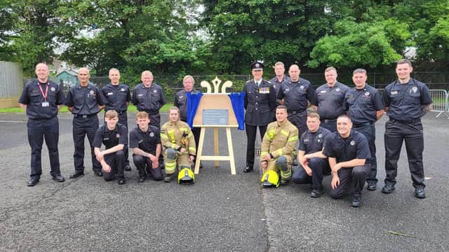 Scottish Fire and Rescue Service Assistant Chief Officer Andy Watt unveiled a plaque at the Largo Road fire station to mark the 50th anniversary.  (Pic: SFRS)