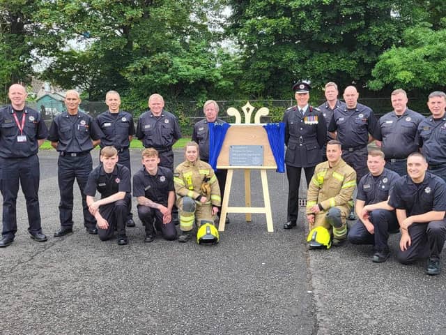 Scottish Fire and Rescue Service Assistant Chief Officer Andy Watt unveiled a plaque at the Largo Road fire station to mark the 50th anniversary.  (Pic: SFRS)
