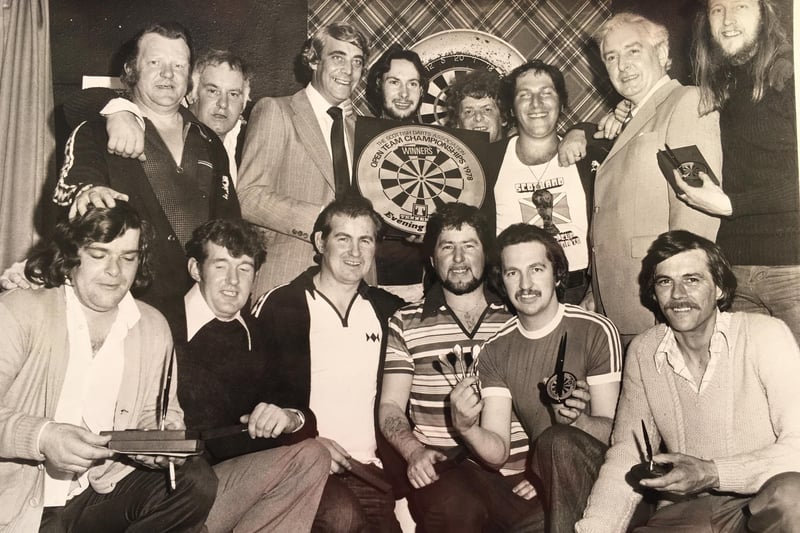 Jocky Wilson - part of the Alpha Bar Kirkcaldy darts team that weas the first pub side to win the Evening News Scottish Open team Championship 1978