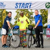 Sir Chris Hoy, alongside TV fitness guru Mr Motivator, helped to kick off Social Bite's Break the Cycle campaign as cyclists pedalled from Glasgow to Edinburgh to raise money to build two new villages in Glasgow and London for those experiencing homelessness. Picture: Ian Georgeson.