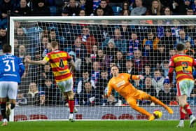 Kevin Holt puts Partick Thistle 1-0 up at Ibrox in previous round on February 12 before Gers fought back to win 3-2. (Pic by Alan Harvey/SNS Group)