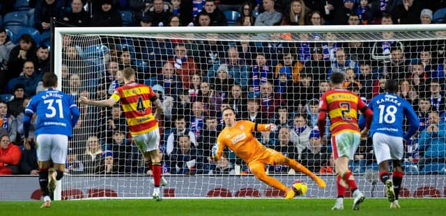 Kevin Holt puts Partick Thistle 1-0 up at Ibrox in previous round on February 12 before Gers fought back to win 3-2. (Pic by Alan Harvey/SNS Group)