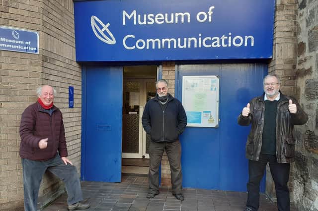 Burntisland Museum of Communication has received over £5000 emergency funding from the Recovery and Resilience Fund of Museums Galleries Scotland (MGS). Pictured are volunteers Ian Archibald (Burntisland), Dave Pack (Edinburgh) and Andrew Starling (Kirkcaldy)