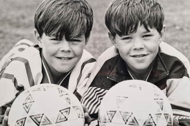 A 1988 SFA coaching course held at Fife Institute in Glenrothes. Pictured are seven-year old twins Kristopher and Ryan Reid from Pitteucher.