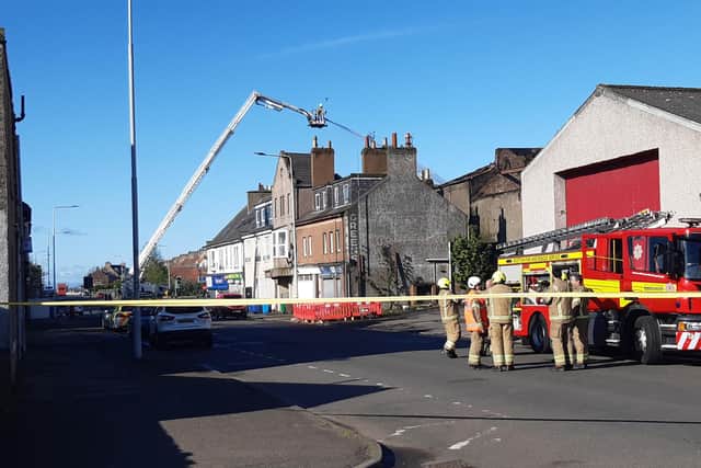 Fire crews at the scene of the blaze which destroyed the former bar in Wellesley Road, Methil