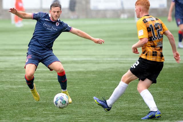 Striker Jamie Gullan in possession for Raith Rovers at East Fife on Saturday (Pic: Fife Photo Agency)