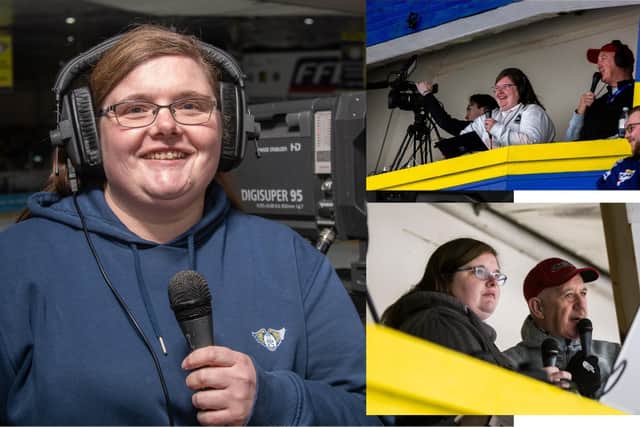 Laura Duff has been of the webcast team. Inset: With co-commentator Allan 'Bean' Anderson (Pics: Derek Young)