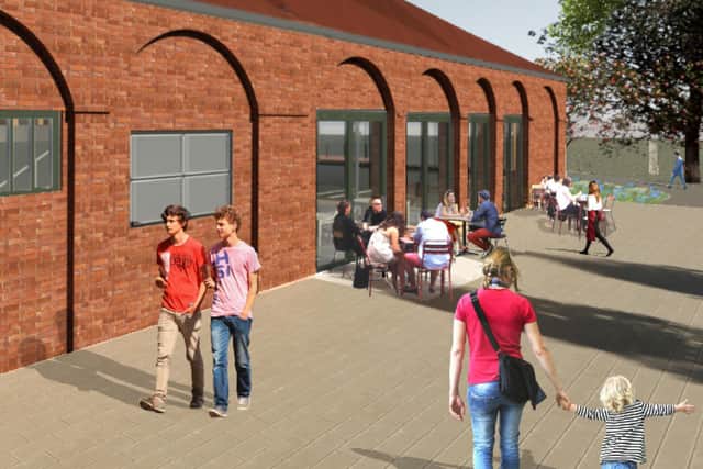 A view of the proposed cafe and restaurant area of the redeveloped Flax Mill at Silverburn Park.