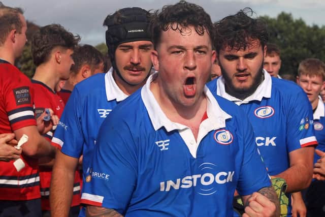 Craig Hamilton celebrating Kirkcaldy's win over Peebles on Saturday (Pics Michael Booth)