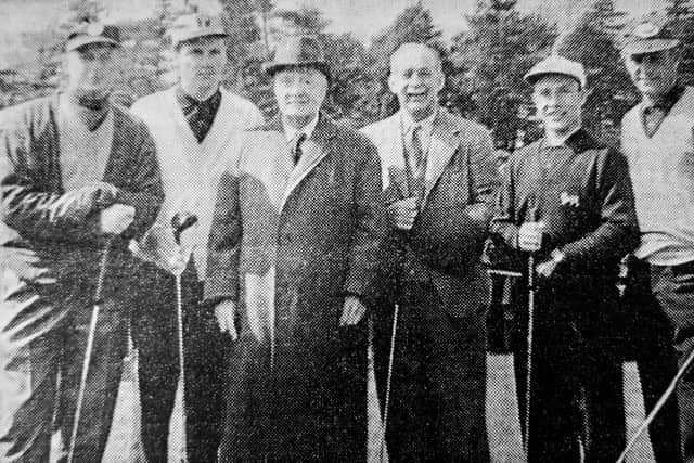 The opening of Dunnikier Golf Course, Kirkcaldy, May 1963: Guest players (from left) Fred Bullock and Bobby Walker with Provost Gourlay and Councillor Nicholson; and leading amateurs Sandy Saddler and Ronnie Shade.