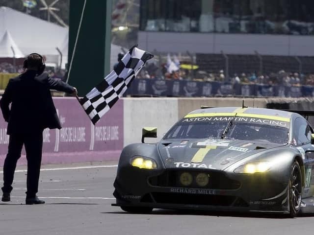 Jonny Adam is pictured winning the prestigious 24 Hours of Le Mans race in France in 2017
