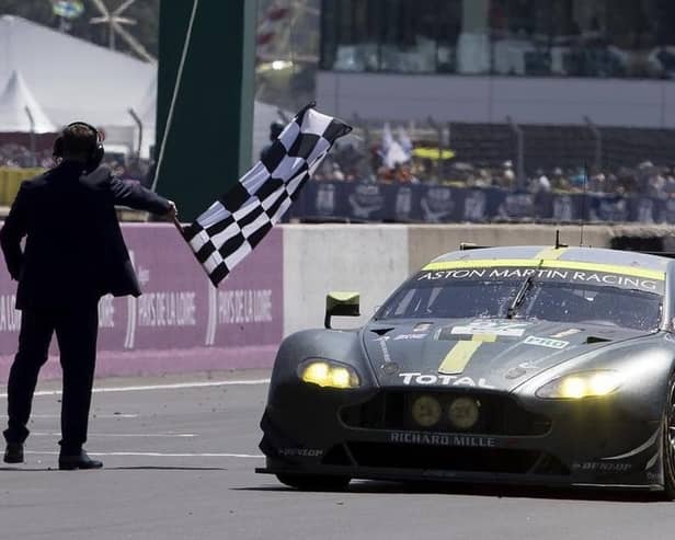 Jonny Adam is pictured winning the prestigious 24 Hours of Le Mans race in France in 2017