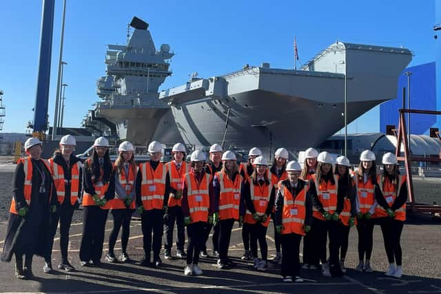 Pupils on a tour of Babcock's Rosyth site