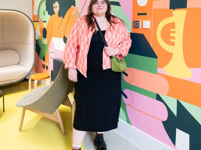 Lauren Morsley, who will lead the workshop, has created the colourful mural in the Adam Smith Theatre's design suite (Pic: OnFife)