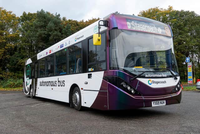 One of the four full sized autonomous buses that will run on Scottish roads for the first time next year.