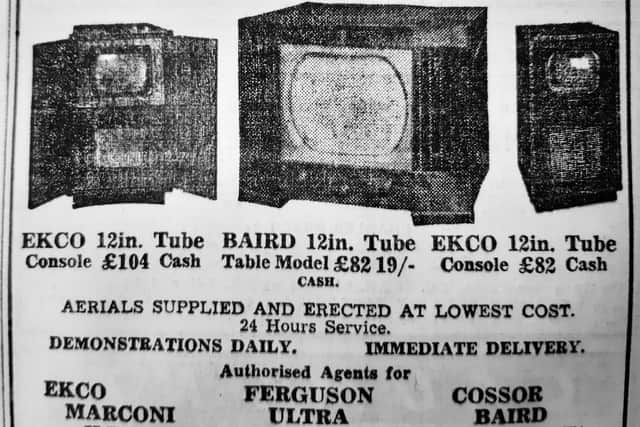 Advertisments for televisions for sale in 1952