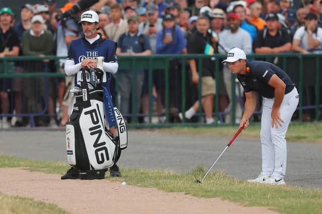 Viktor Hovland of Norway lines up a shot on the 17th hole during Day Three of The 150th Open at St Andrews Old Course on July 16, 2022 in St Andrews, Scotland. (Photo by Kevin C. Cox/Getty Images)