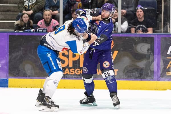 Dyson Stevenson launched a massive hit on Chris Lawrence before they both dropped the gloves (Pic: Al Goold)