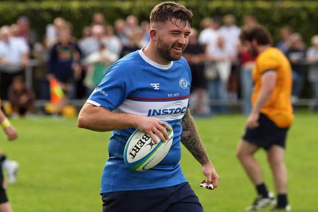 Rory Brown after scoring a try for the Blues last weekend
