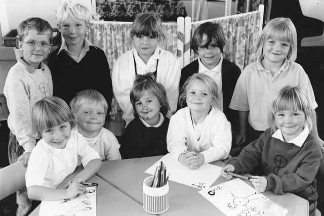 It's all smiles from these youngsters just starting out at Elie Primary School in 1993