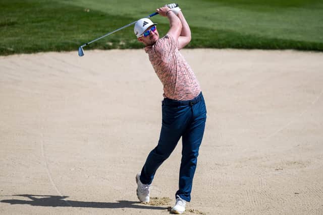 Connor Syme hits out of a bunker during final round of European Masters (Pic by Fabrice Coffrini/Getty Images)